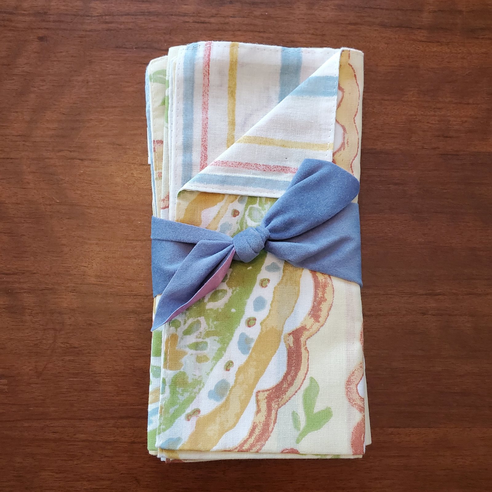 C&F Kylie Napkins, set of 4 reversible cloth napkins, colorful floral stripes - $16.99