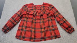 J.CREW Blouse Women&#39;s Small Multi Plaid Flannel Ruffled Long Sleeve Button Front - £15.18 GBP