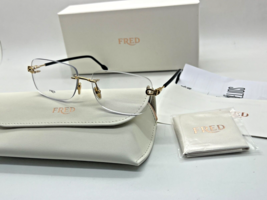 FRED OPTICAL Eyeglasses  Frame FG50016u 030 GOLD / BLACK 57-15-145MM ITALY - £370.70 GBP