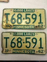 Match Number Set Pair 1962 T68591 Minnesota Mn License Plate Tag Original Cond - £71.93 GBP