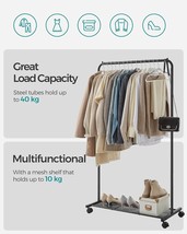 SONGMICS Mobile Clothes Rack with Moveable Wheels Metal Shelf Organiser ... - $34.22
