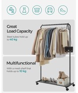 SONGMICS Mobile Clothes Rack with Moveable Wheels Metal Shelf Organiser - Black - £26.91 GBP