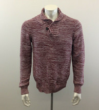 Buffalo David Bitton Men Large Cotton Knit Long Sleeve  Neck Red Sweater - £10.89 GBP