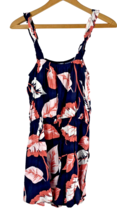 Express Romper Size Small One Piece Black Tropical Floral Summer Shortalls - £28.06 GBP