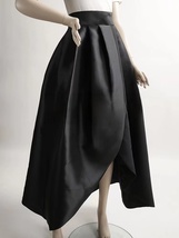 BLACK High-low Taffeta Skirt Outfit Women Plus Size A-line Slit Party Prom Skirt image 5