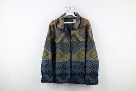 Vtg 90s Streetwear Womens Large Wool Blend Southwestern Blanket Button Jacket - £76.55 GBP