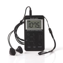 Mini Digital Radio Portable Rechargeable Am Fm Radio With Headphone Black - £22.29 GBP