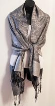 Black with Grey 5Pc Pashmina Cashmere Paisley Shawl/Wrap/Scarf/Stole - £54.32 GBP