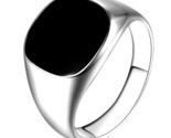 Natural black onyx stone stainless steel silver gothic sz 7 10 women mens ring 3 thumb155 crop