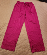 Ekouaer Silky Dark Pink Shimmer Satin Long PJ Pajama Sleep Lounge Pants~... - $17.78 CAD