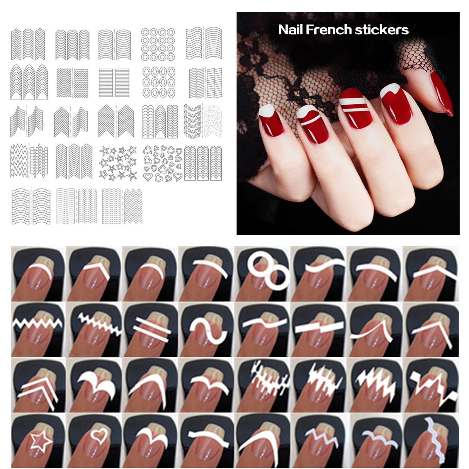 French Tip Guides Sticker Manicure Stripe Edge Nail Art Toes Decoration DIY - $2.59