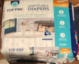 Top Paw 28-29 Count Disposable Female Male Dog Diapers Size Medium 18&#39;-2... - £12.23 GBP