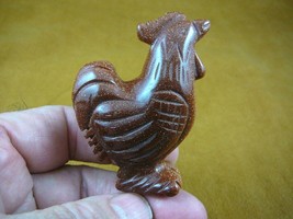 Y-CHI-RO-704 Orange ROOSTER gemstone bird roosters hen carving FIGURINE ... - £13.97 GBP