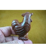 Y-CHI-RO-704 Orange ROOSTER gemstone bird roosters hen carving FIGURINE ... - £13.96 GBP
