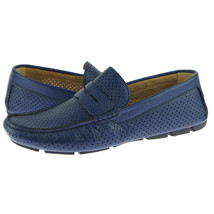 Alex D &quot;Dover&quot; Perforated Moccasin Driver, Men&#39;s Casual Leather Shoes, Blue - £83.93 GBP