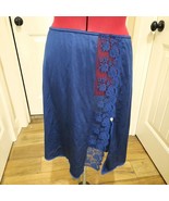 Vintage Maidenform Chantilly navy Lace &amp; Satin MEDIUM half Slip Nylon #6... - $33.00