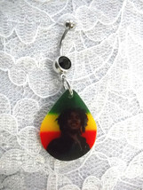 Clearance Young Smiling Bob Marley Rasta Colors On Black Cz Belly Button Ring - £4.41 GBP