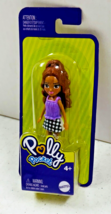 Polly Pocket Doll - Brown Wavy Hair - Purple Top - Check Skirt - NEW - £6.92 GBP