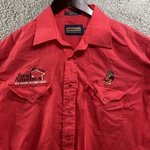 VTG Panhandle Slim Red Pearl Snap Shirt 16-35 Seal America - $12.00