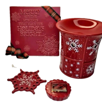 Hallmark Christmas Tile Trivet Red Ceramic Wax Warmer Snowflake Lot of 4 - $26.00