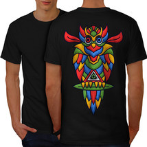Colorful Owl Shirt Fashion Art Men T-shirt Back - £10.54 GBP