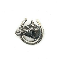 Sterling Horse Pin with Horseshoe (#J5378) - £34.84 GBP