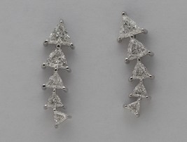 18k White Gold Triangle Modern Diamond Earrings (1.64 Ct G SI2 Clarity) - £2,157.53 GBP