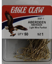 Eagle Claw 202F-1 Aberdeen Size 1 Fishhooks, 50 Pack - £6.91 GBP