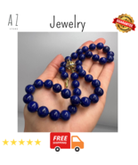 18.5&quot; Silver 925 Vintage Gilt Womens jewel Beads Necklace Lapis Lazuli G... - $426.65