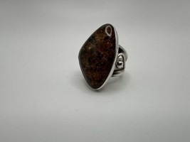 Vintage Jay King Sterling Silver Large Amber Ring Size 7 - £102.87 GBP