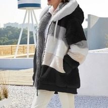 Autumn Winter Warm Plush Pocket Hooded Streetwear Loose Lady Outerwear C... - £19.53 GBP