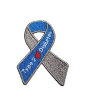 Type 2 Diabetes Awareness Ribbon Embroidered Iron On Patch  Gifts Fundra... - £4.99 GBP