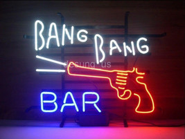 New Bang Bang Bar Gun Ammo Beer Light Neon Sign 24&quot;x20&quot; - £196.58 GBP
