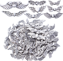 100G Antique Silver Angel Wing Spacer Beads Tibetan Alloy Fairy Wing Charm Beads - $13.99