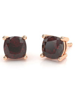 Garnet 5mm Cushion Stud Earrings in 14k Rose Gold - $352.69 CAD