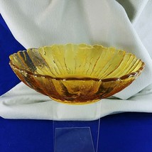 Indiana Glass Bowl Amber Sunflower Mid Century Fruit Bowl Beautiful Texture - £43.55 GBP