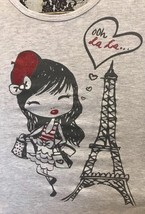 Lily Blue Ooh La La French Girls T-Shirt Lace Embellished Glitter Eiffel... - £14.70 GBP