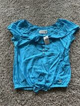 Abercrombie Kids Girls Ruffles Blue Tie Wasit Top Short Sleeve Size Larg... - €19,70 EUR