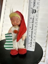 Vintage Christmas TKR Jestia figurine sleeping boy elf tree ornament MCM 60s - £11.93 GBP