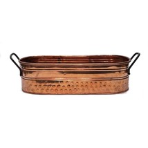 Hammered Copper Pot Planter Rectangle Oval Handle Hosley International I... - $24.72