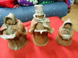 Great Handcraved Clay Set Of 3 Figures...Signed Ursula...Free Posgtage Usa - £17.04 GBP