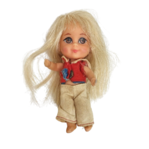 Vintage 1966 Mattel Liddle Kiddles Lola Liddle Long Blonde Hair Dirty Outfit - $46.55