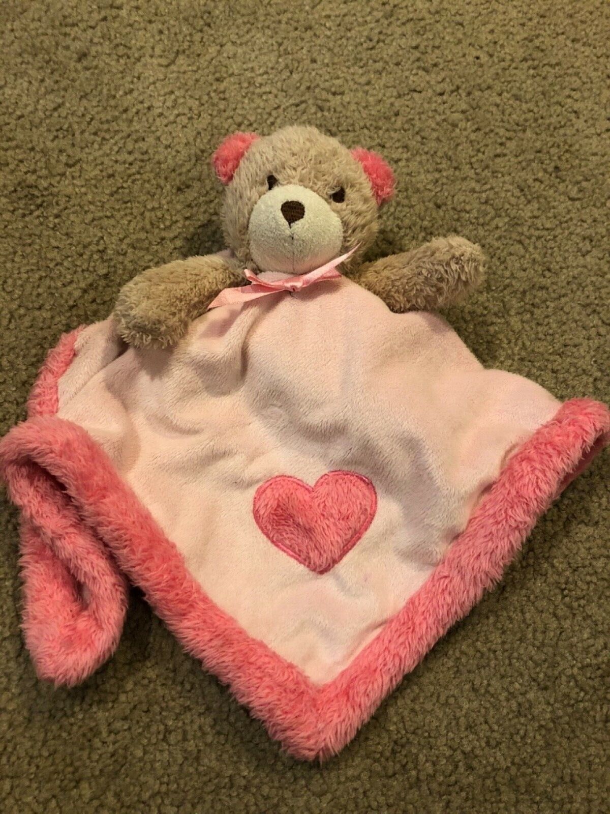 Primary image for Blankets and Beyond Teddy Bear Pink Tan Security Blanket Lovey Baby Toy Plush