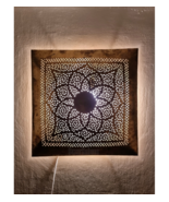 Golden square copper wall light, Moroccan artisans, Ethnic home décor  - £179.92 GBP