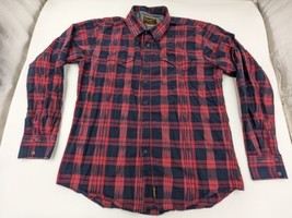 Wrangler Retro Men&#39;s XL Western Pearl Snap Buffalo Plaid Shirt  Collared Red - £11.68 GBP