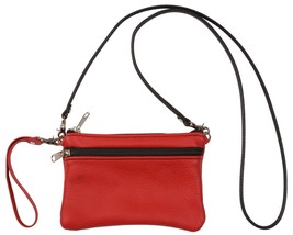 CLUTCH WRISTLET &amp; SHOULDER BAG - Double Zipper Purse in 17 Colors - £48.74 GBP