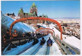 Postcard Winter Fun On Dufferin Terrace Chateau Frontenac Quebec City - £2.75 GBP