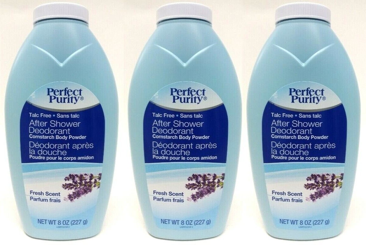 Primary image for 3x PerfectPurity After Shower Talc Free Deodorant Body Powder FRESH SCENT 8 OzEa