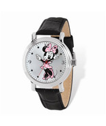 Disney Adult Size Black Leather Minnie Pink Dress Watch - £41.31 GBP