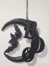 Halloween Gothic Cast Iron Metal Bat Crescent Moon BOO Wall Door Home Decor - $44.54